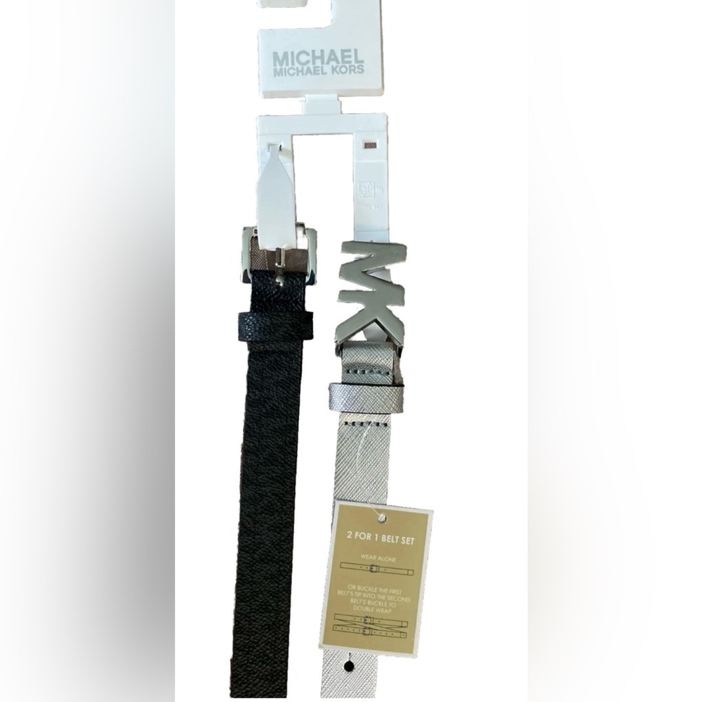 Michael Kors Black and Gray Belt Set